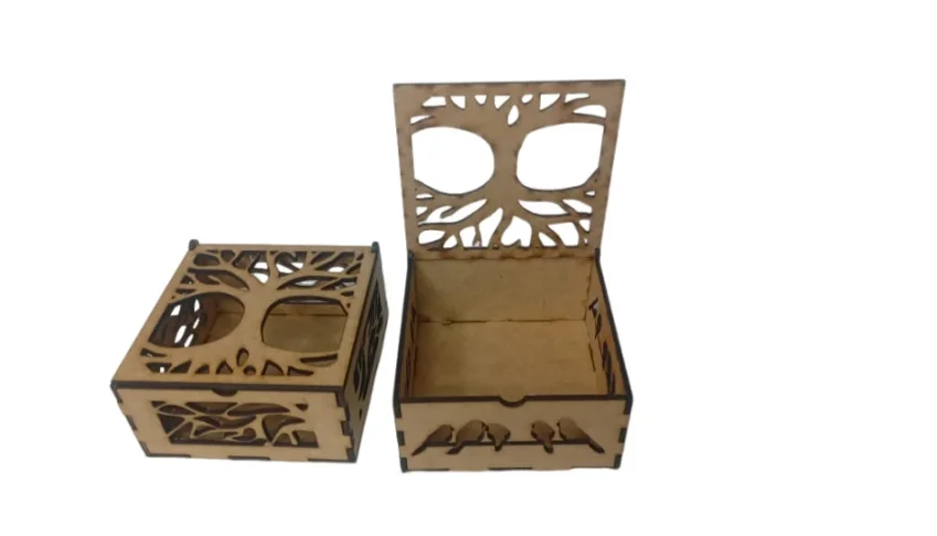 Kit caixa mdf com tampa articulada arvore da vida 9,5x9,5cm