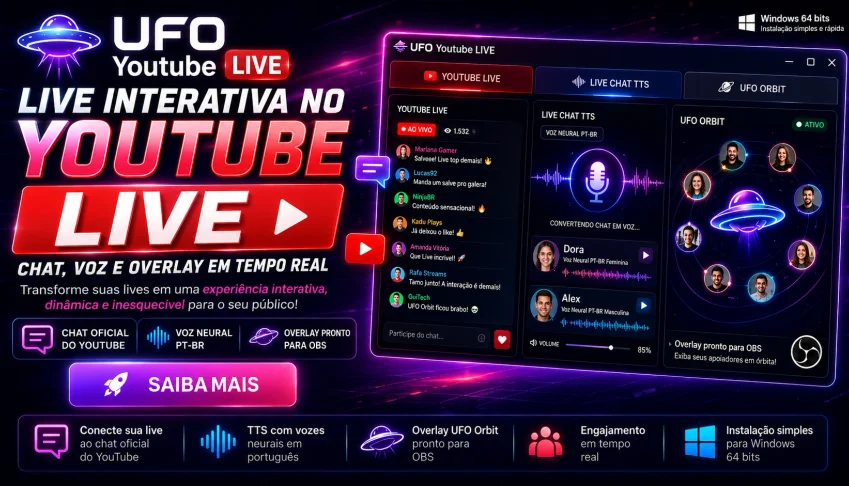 🔥 UFO Youtube LIVE | TTS + Chat Interativo + Overlay OBS
