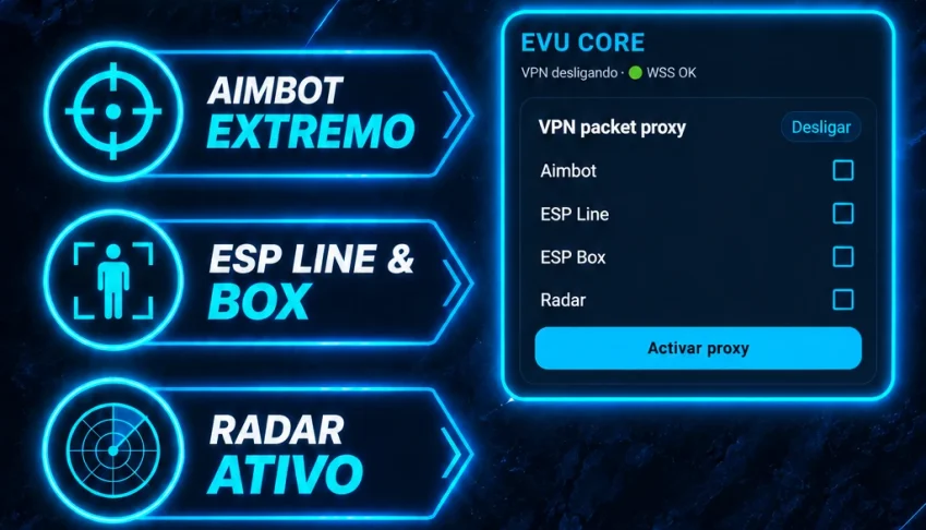 Painel EVU CORE - Free Fire (Aimbot / ESP / Radar