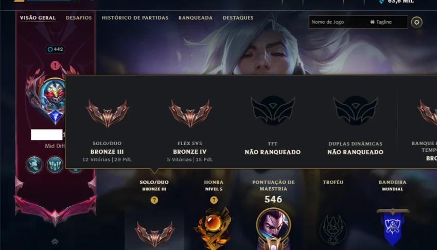 Bronze 3 com TODOS os Champs e 288 Skins +7 Prestigios