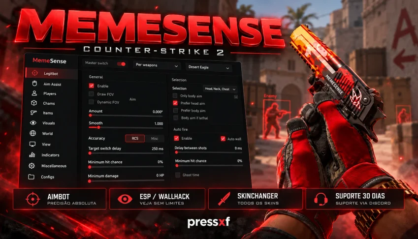 MemeSense Cheat CS2 | Aimbot + ESP + SkinChanger + Suporte