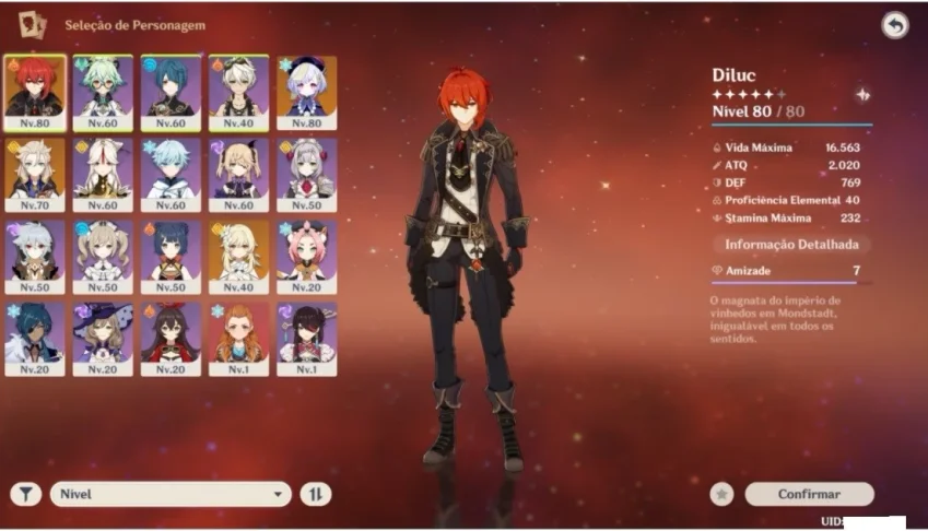 CONTA AR49 DILUC + ALBEDO + HARPA CELESTIAL