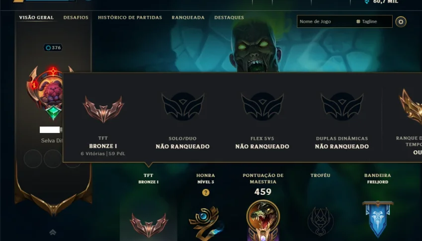 Unranked com TODOS os Champs e 119 Skins ( MID / JG / ADC )