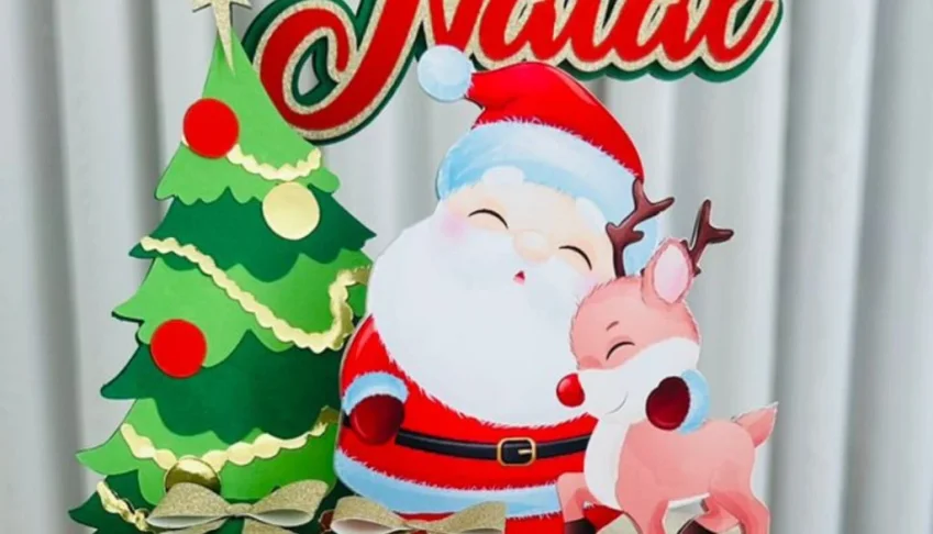 Natal 7 - Topo De Bolo Papai Noel E Rena - Studio