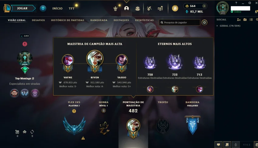 Vendo conta do lol criada em 2013!