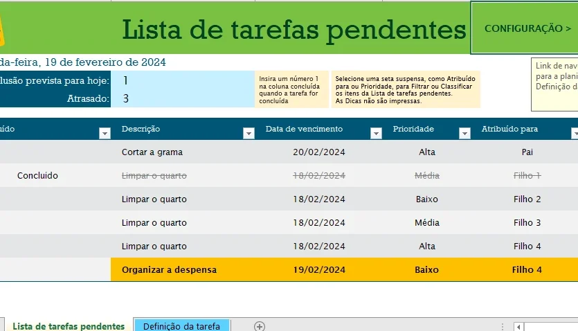 Lista De Tarefas Home Familiar - Editavel