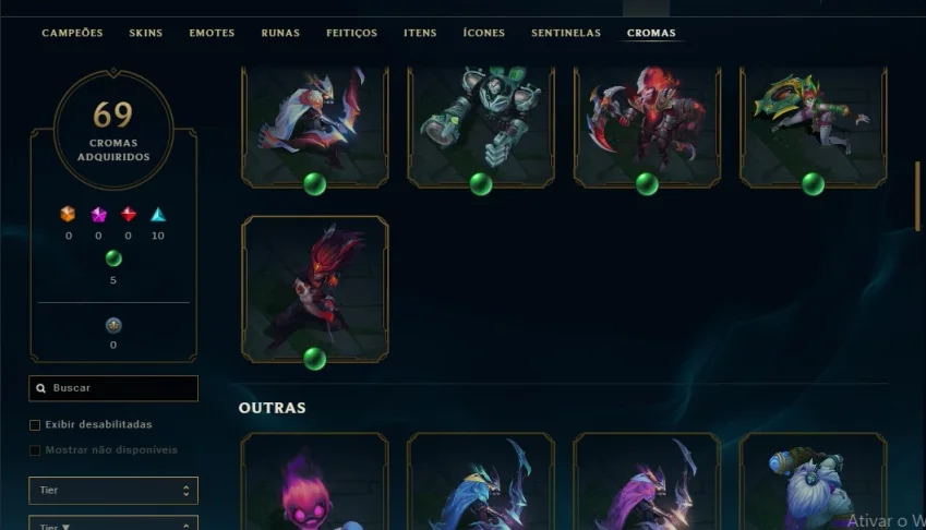 Vendo conta de lol gold 1 com 211 skins