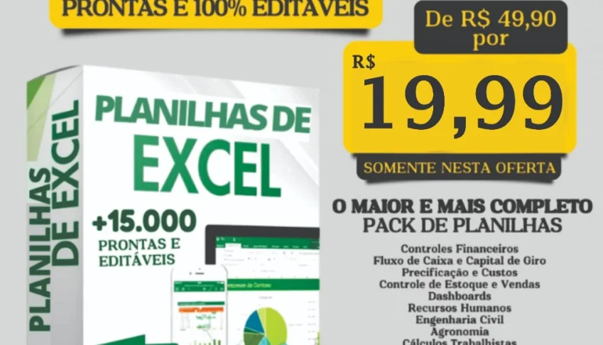 Super Pack mais de 15K planilhas de excel prontas editáveis