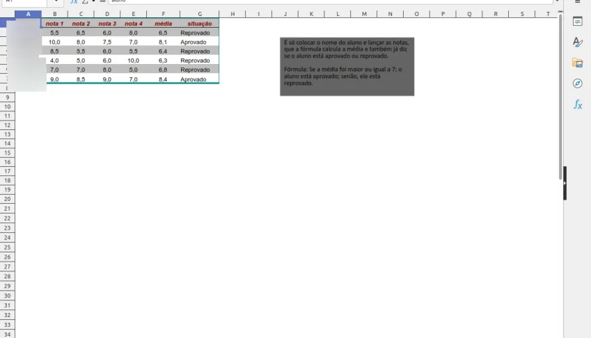 Planilha Excel para Calcular Notas dos Alunos