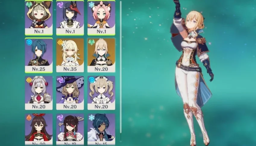 Conta Genshin: Jean + Atlas Celestial; AR 17