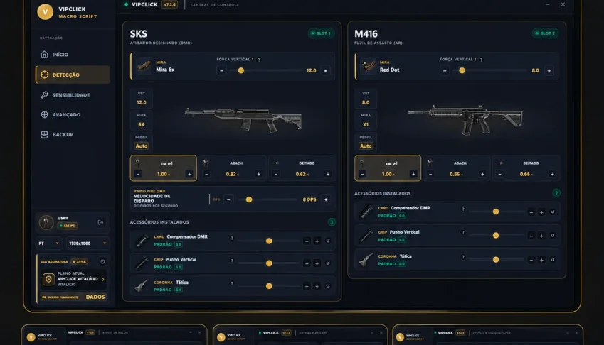 VIPCLICK Macro PUBG — Detecção, Recoil e Rapid Fire