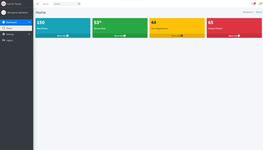 Painel de administração PHP