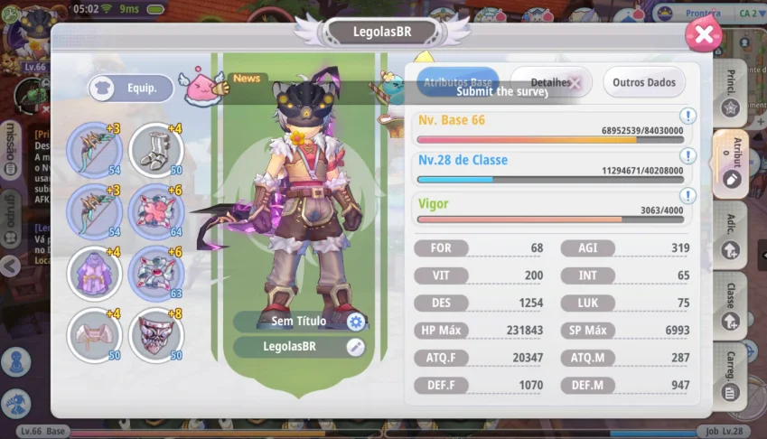 Arqueiro Nível 66 – 20K De Atk | Ragnarok X
