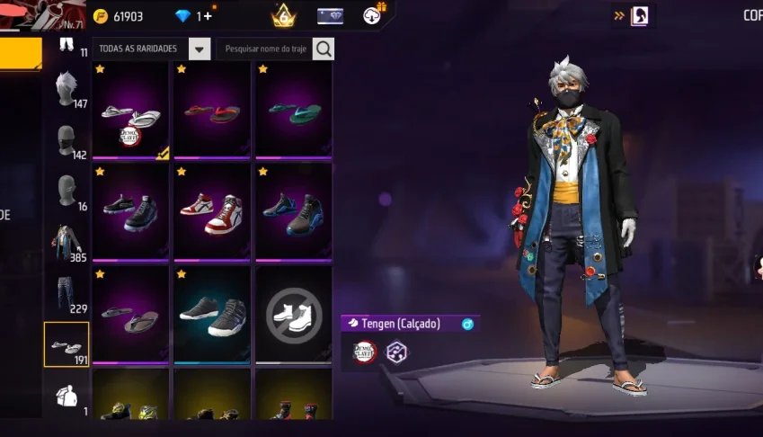 Conta antigassa de free fire com camisa de rank antigas