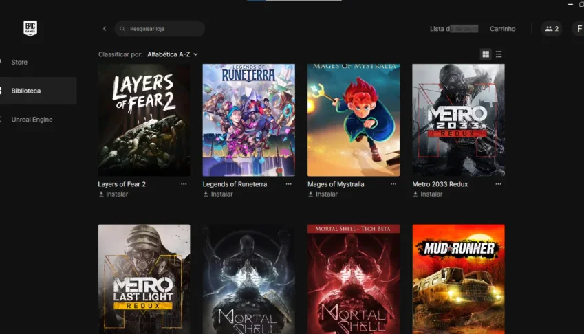 Conta Epic com mais de 130 Jogos
