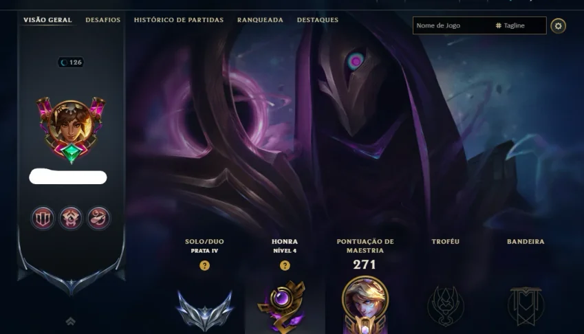 Conta Elo Prata iv com 66 skins Honra 4 e 153 campeoes
