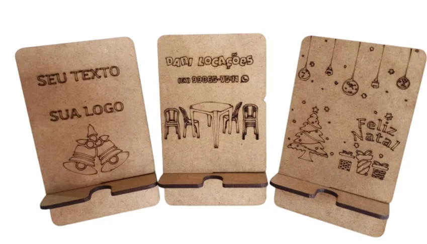 Kit 10 suporte porta celular personalizado, feito em MDF