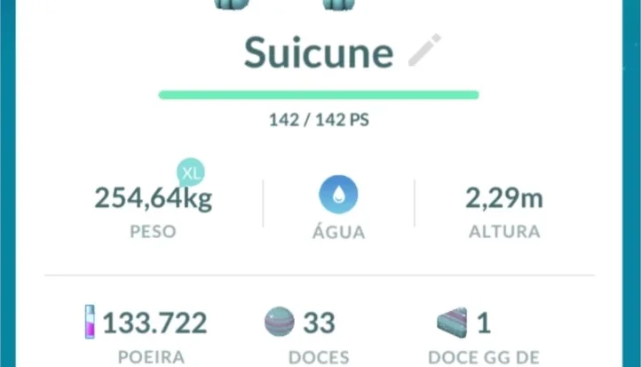 Suicune Pokémon Go - (Leia a Descrição) Lendário PC 1500+