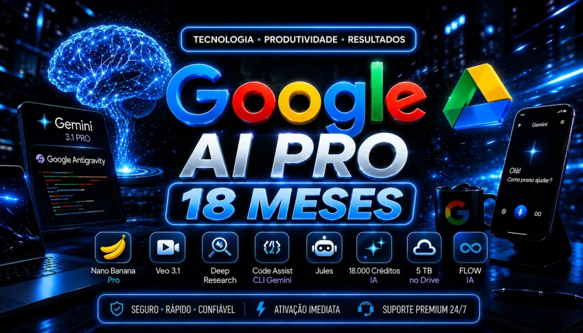Gemini Pro + Nano Banana + Veo 3- 18 mês/30 dias de garantia