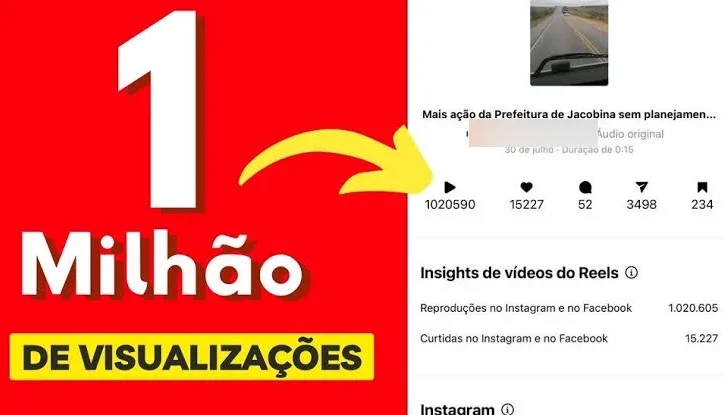 1 milhão de visualizações reels instagram