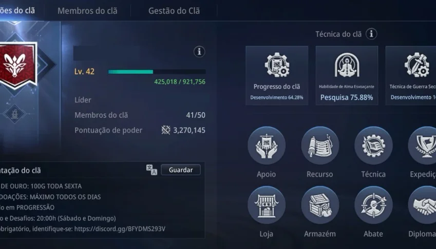 Clã Nível 42 - server SA43