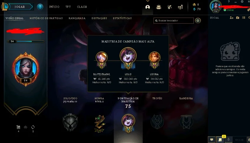 CONTA UNRANKED COM ORIANA VITORIOSA