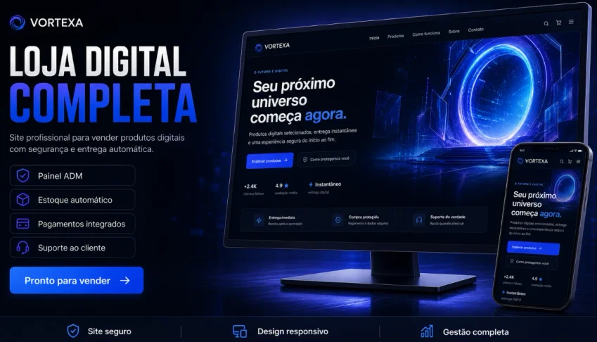 Site profissional para vendas digitais com painel ADM e supo