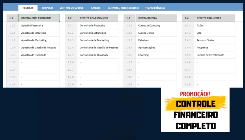 Planilha Controle Financeiro Completo
