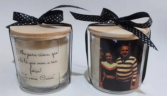 Vela Aromática Personalizada com Foto Dia dos Pais