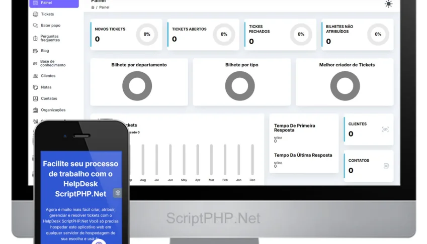 Script PHP HelpDesk, Suporte, Com Site e Chat Online