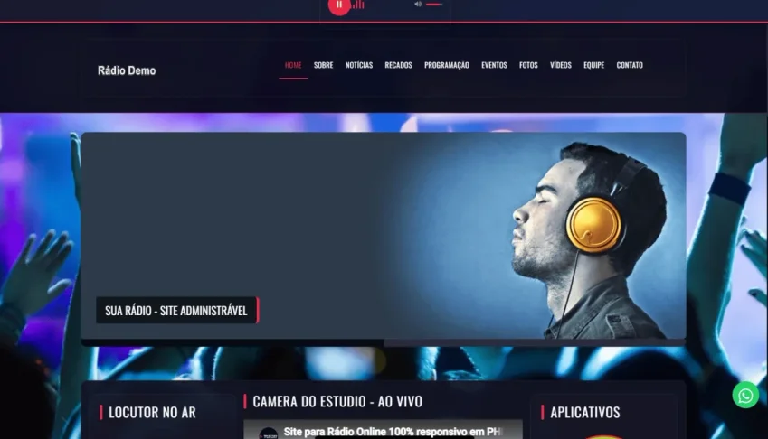 Site Web Rádio Responsivo Administrável Script Php 2026