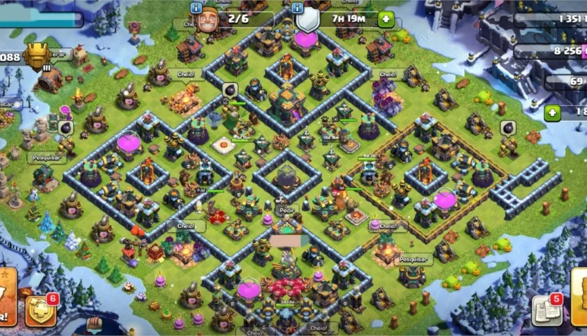 Clash of Clans Cv14 semi full com várias skins de heróis