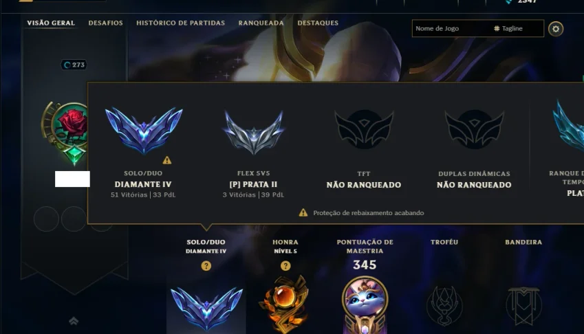 Diamante 4 com TODOS os Champs e 99 Skins ( SUP / ADC )