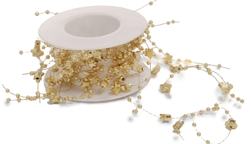 Fio Decorativo com Estrelas Ouro - Rolo de 2 Metros