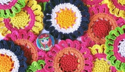 Flor em Crochê Aplique (15cm)