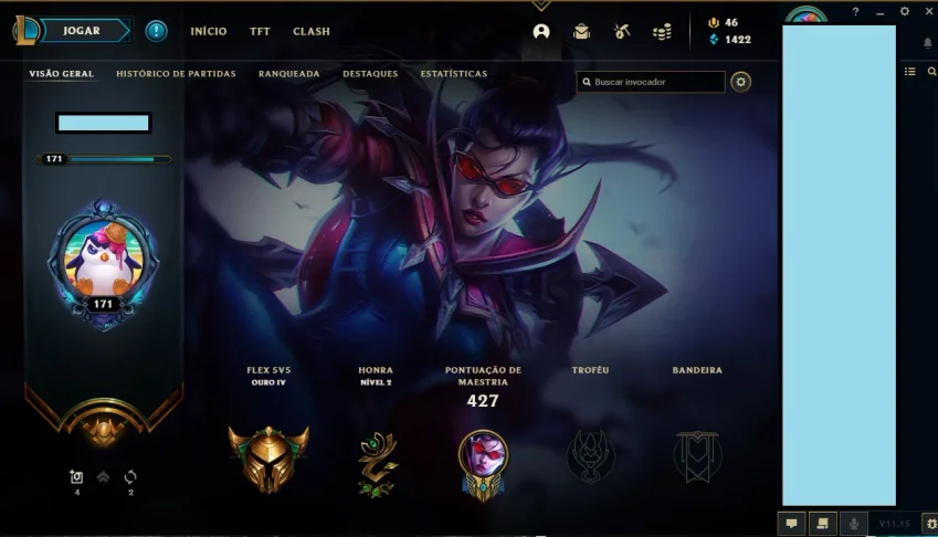 CONTA LOL - 149 CHAMPS E 105 SKINS - OURO COM MMR ALTO