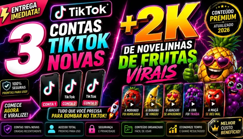 Tiktok | 3 Contas Tiktok Novas +2K De Novelinhas De Frutas