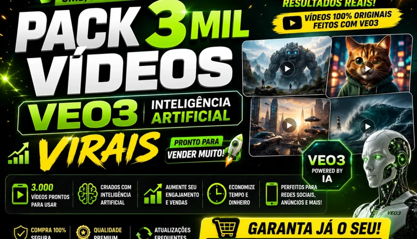 Pack 3 Mil Vídeos Veo3 Inteligência Artificial Virais