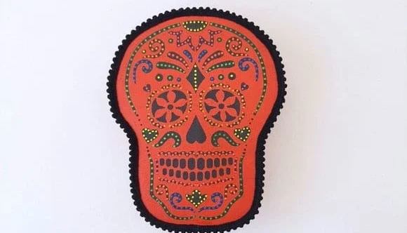 Quadro Box Caveira Mexicana Vermelha