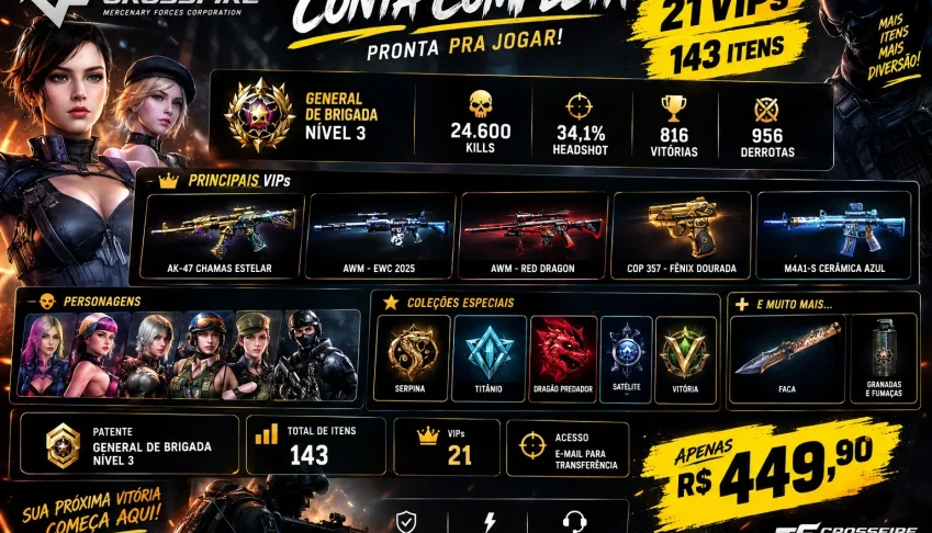 Crossfire | 21 Vips | 143 Itens | General De Brigada 3