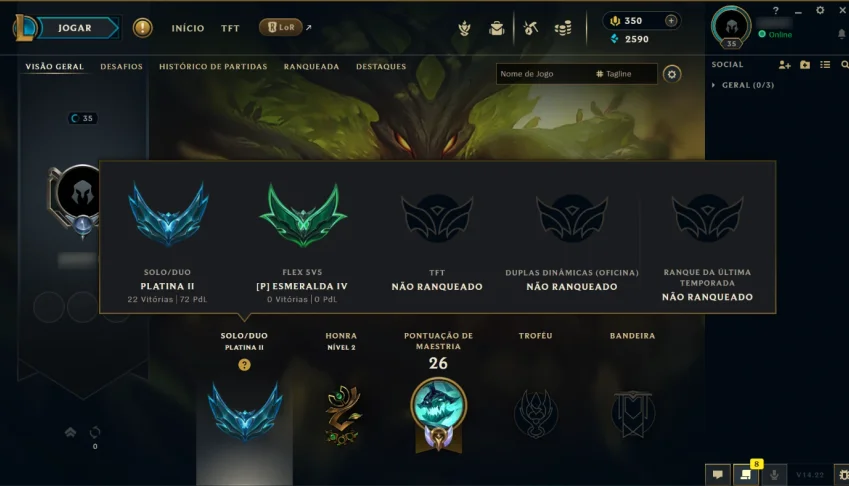 Conta Plat 2 (Várias Skins) (Mmr Alto) (350 Rp) Negociável
