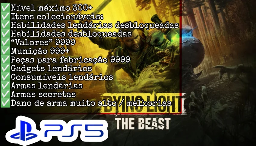 Dying Light The Beast (PS5) - Nivel, Itens, Armas e MTO MAIS