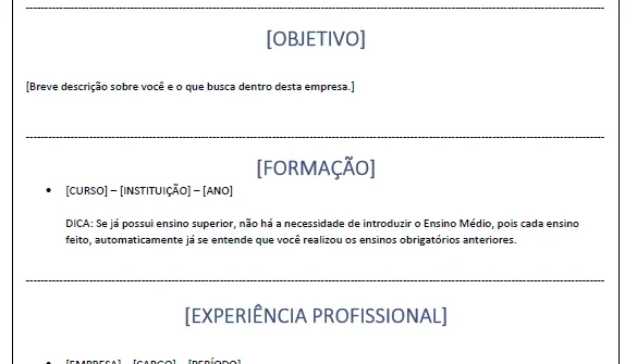 Modelo de Currículo Profissional Editável no Word