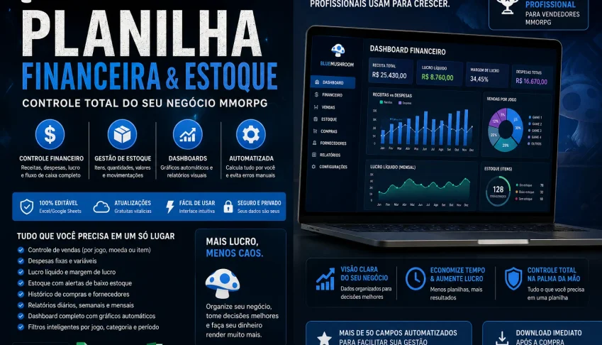 Planilha Financeira + Estoque • Dashboard