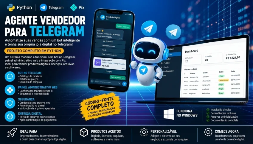 Agente de Vendas Telegram em Python Código-Fonte Painel Web