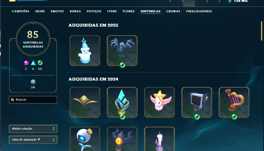 Conta de league of legends com 850 skins no Prata