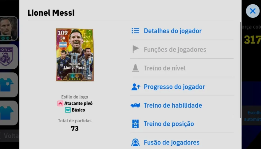 Conta com Messi Big time 109 efotball 2025 Word Cup