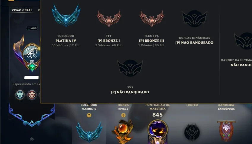 Platina 4 com TODOS os Champs e 203 Skins +4 Prestigios