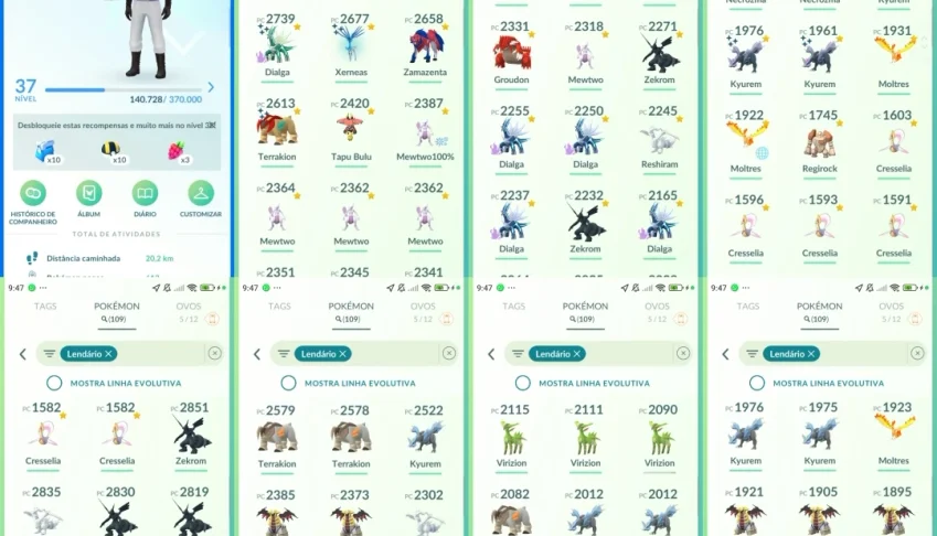 Pokémon go  | LVL 37 | 109 LENDÁRIOS + 26 shinies C036