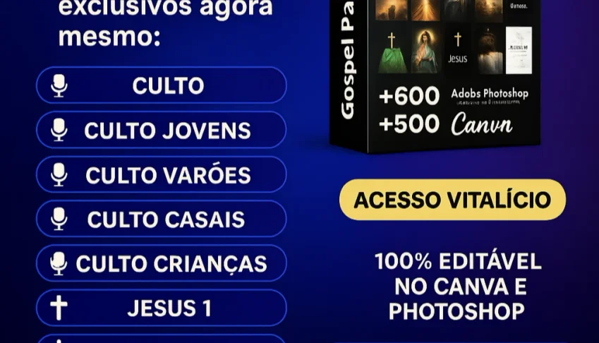 Pack Gospel Editável no Canva ou Photo Shop